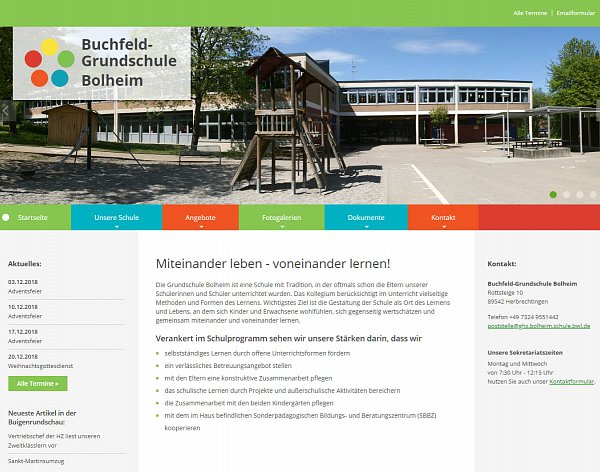 Screenshot Buchfeldschule Bolheim